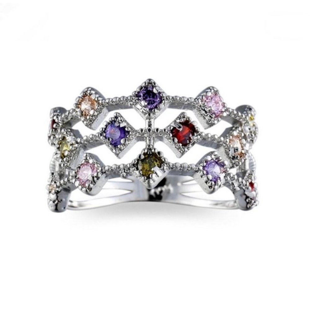 925 Sterling Silver Multi Gemstone Ring - Picture 2 of 5